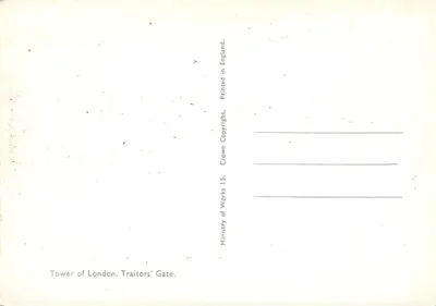 Torre di Londra. Porta dei Traditori — Ministry of Works, n°15 — Verso