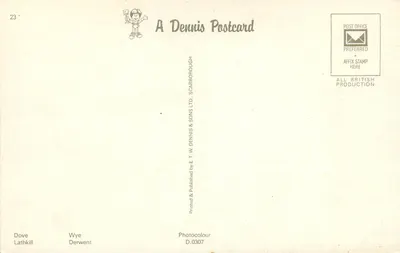 As rios do Derbyshire — Dove, Lathkill, Wye, Derwent — A Dennis Postcard — Verso