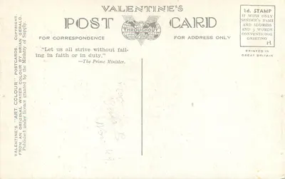 Rose Cottage, Clovelly — widok z wybrzeża — kartka z wizytówką Valentine's Postcard, nr A 599 — Rewers