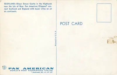 Zamek Eilean Donan — wysokiej, Szkocja — Pan American Airlines — Rewers