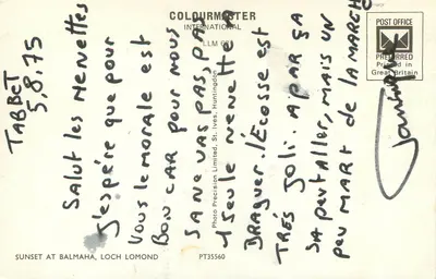 ZACHÓD SŁOŃCA NA BALMAHA, JEZIORO LOMOND — wydawca COLOURMASTER INTERNATIONAL, n° PT35560 — Rewers