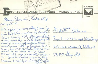 Shakespeare Cliff, Dover — widok wybrzeża i linii kolejowej — wydawca Dover, nr ET 2785 — Rewers