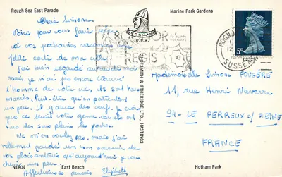 Bognor Regis — widok panoramiczny — Marine Park Gardens, Rough Sea East Parade, Hotham Park — wydawca N1804 — Rewers