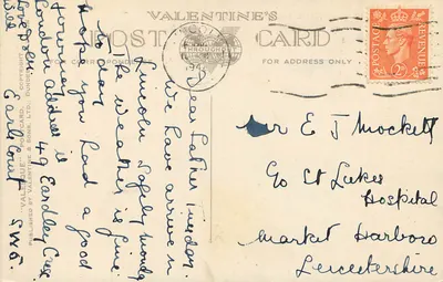 The River Witham at Lincoln — view of the bridge and buildings — Valentine's Postcard Ltd. — Back