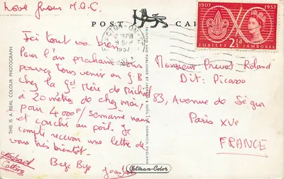Ogród Pamięci, Clacton-on-Sea — figura anioła, palmy i kwietne zbiorniki — wydawca Cotman-Color, nr KCT 106 — Rewers