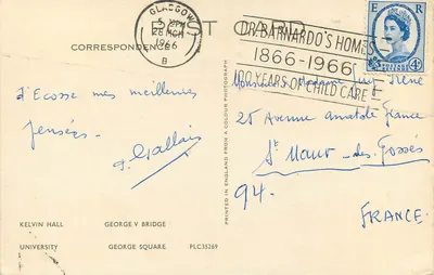 Glasgow — widok panoramiczny — Kelvin Hall, George V Bridge, Uniwersytet, City Chambers — wydawca PLC35269 — Rewers