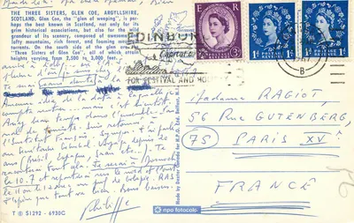 As Três Irmãs, Glen Coe, Argyllshire — Editor npo fotocolo, n° S1292-6930C — Verso