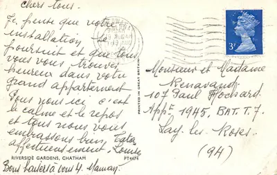 Riverside Gardens, Chatham — widok brzegu i kościoła — wydawca PT4474 — Rewers