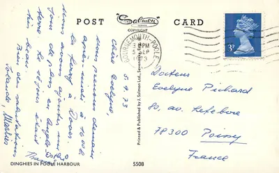 Dinghies no mar — Pooles Harbour — editor J. Salmon Ltd. n° 5508 — Verso