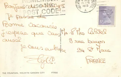 A Fonte, Welwyn Garden City — editor PT9262 — Verso