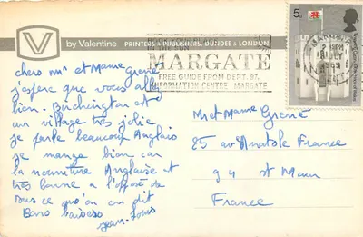 Minnis Bay, Birchington — vista de praia e oceano — Valentine Printers & Publishers, n° ET.4283 — Verso