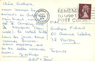 Praia de Tolcarne, Newquay — Cornualha — editor PT206 — Verso