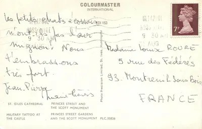Edinburgh — deux chats noirs avec rubans — éditeur Colourmaster International, n° PLC.35826 — Rewers