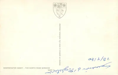 Abadia de Westminster — A Janela de Rosas do Norte — WAB 11 — Verso