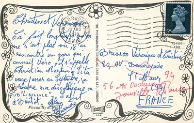 Piccadilly 's nachts — Londen — The Photographic Greeting Card Co. Ltd. — Achterkant