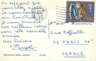 Westminster Abbey — widok panoramiczny z Big Benem — wydawca PT1025 — Rewers