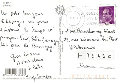 L'ESTARTIT — carta postal turística — Edições Sol, n° 5031 — Verso