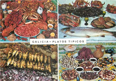 Bilhete postal moderno Galicia Plata Típicos