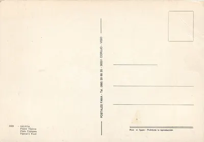 Bilhete postal moderno Galicia Plata Típicos — Verso