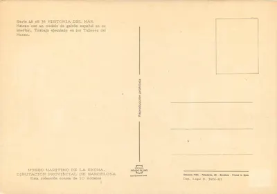 Matraz z modelem hiszpańskiego galeonu — seria n° 38 HISTORIA DEL MAR — wydawca FISA, Barcelonie — Rewers