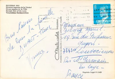 Figueras — Różne widoki miasta — Wydawca Figueras, nr 1012 — Rewers