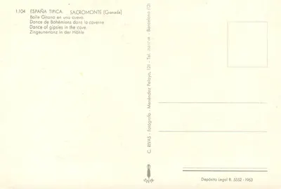 Gitanska taniec w jaskini — Sacromonte (Granada) — C. RIVAS, 1.104 — Rewers