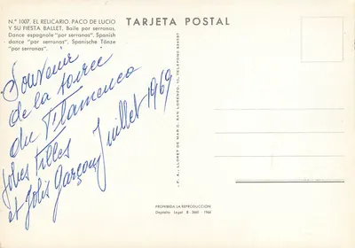 Paco de Lucio i jego fiesta baletu — Taniec hiszpański 'por serranas' — F.A. Lloret, nr 1007 — Rewers