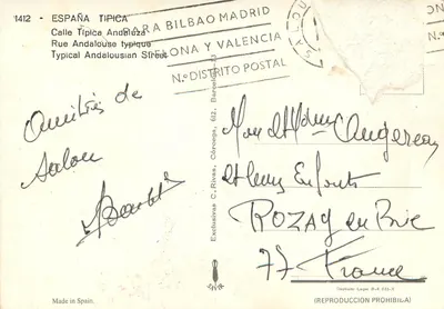 Typowa andaluzyjska ulica — Typowa andaluzyjska ulica — Wydawnictwo C. Rivas, 612, Barcelonie — Rewers