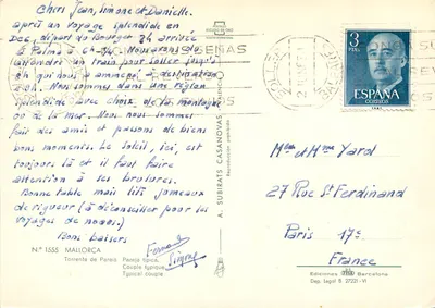Mallorca — Strumyk Pareis — Typowy para — Wydawnictwo ESCUDOS DE ORO, nr 1555 — Rewers