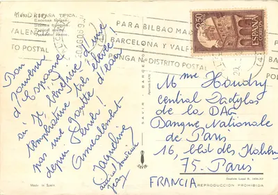 Kobieta w stroju flamandzkim — Hiszpania — wydawca SAVIR, nr 1630 — Rewers
