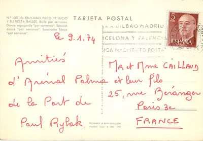 Hiszpańska taniec 'por serranas' — Paco de Lucio i jego balet — Wydawca E.F.A. Lloret de Mar, nr 1007 — Rewers