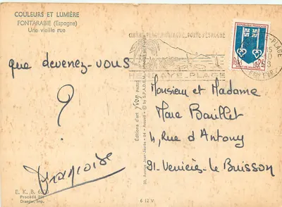 Fontarabie (Spanje) — Een oude straat — Edities van kunst Yvon - 6 V — Achterkant
