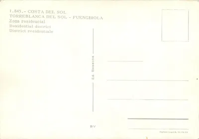 Torreblanca del Sol — Hôtel Torreblanca — Wydawca Beascoa, n° 1.845 — Rewers