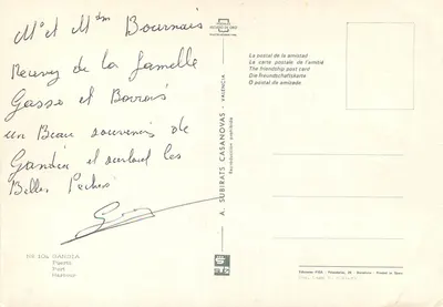 Gandia — Porto de Gandia — Editor A. Subirats Casanovas, n° 104 — Verso