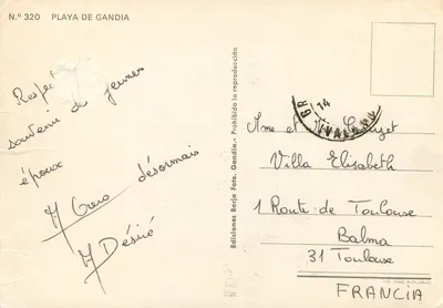 Plaça de Gandia — widok plaży i portu — Wydawnictwo Borja, nr 320 — Rewers