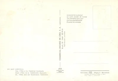 Gérone — San Félix e a catedral iluminada — Comercial Escudo de Oro, n° 5497 — Verso