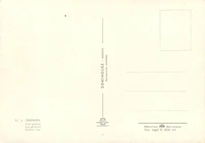 Granada — Vista generale — Dominguez Escuro, Madrid — Verso