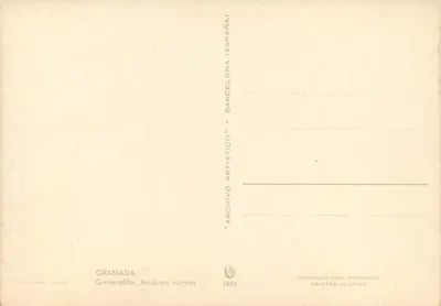 Nowe ogrody — Granada (Hiszpania) — Generalife, Archivo Artístico — Rewers