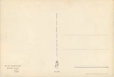 Jardins de Granada — vista da fonte — FERRANDIZ — Verso