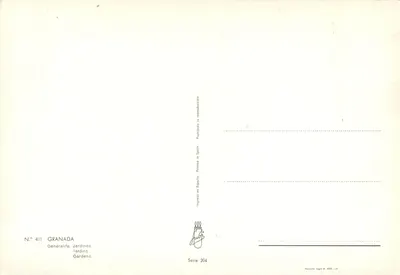 Ogród w Granadzie — widok fontanny — Generalife, seria 204 — Rewers