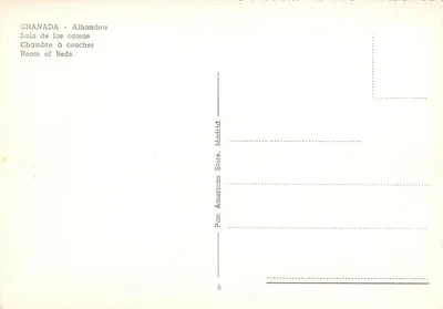 Alhambra — Pokój sypialny — Pan American Store, Madryt — Rewers