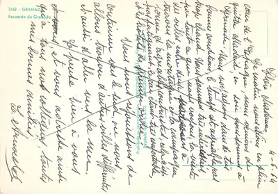 Granada — widok Alhamby, miasta i katedry — Wydawnictwo A. & T. Barcelona — Rewers