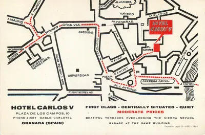 Hotel Carlos V — Granada — Editora desconhecida, número de série não visível — Verso
