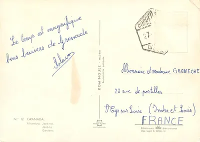 Alhambra - Jardins — Editor Dominguez, N° 12 — Verso