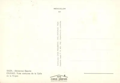 Ibiza — Nocturny widok ulicy Virgen — Casa Figueretas, 1962 — Rewers