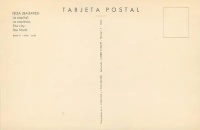 Ibiza (Baleares) — A capital — Librería Verdera, série II n° 3668 — Verso