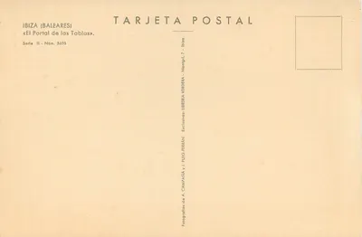 Portão das Mesas — Ibiza (Baleares) — Editor Monigri/Verdera, série II, n° 3603 — Verso