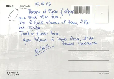 Ibiza — Cala Vadella — Martin Postales nr 121 — Rewers