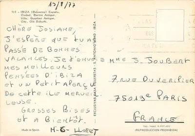 Ibiza — oudere wijk — uitgever S. Antonio Figueretas, n° 515 — Achterkant