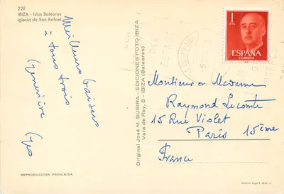 Ibiza — Katedra św. Rafała — Wydawca M. Subira, nr 229 — Rewers
